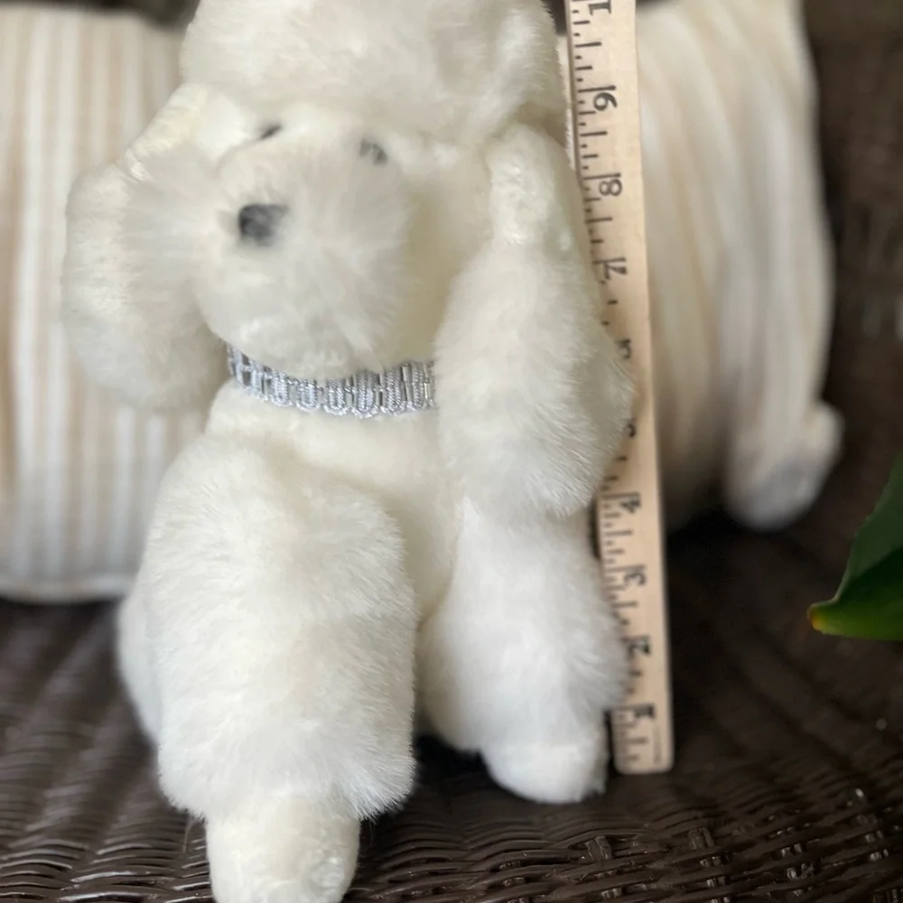 Vintage 1985‎ 24K Polar Puff Vintage White Poodle Dog Andrea Plush Silver Collar